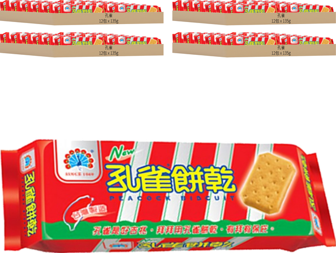 孔雀 孔雀餅乾, 135g, 48包