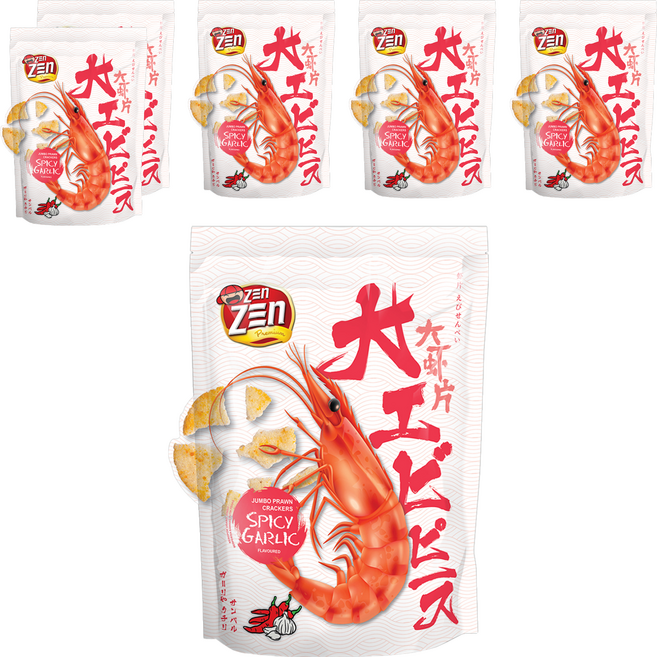 ZEn ZEn 吉珍 大馬讚讚來大蝦片 辣味蒜香, 50g, 6個