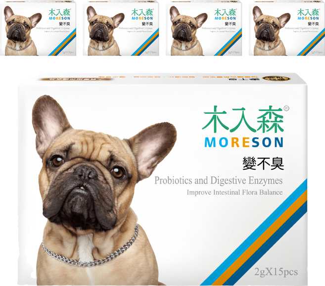 MORESON 木入森 犬寶變不臭 益生菌, 15包, 2g, 腸道健康/乳酸菌, 5盒