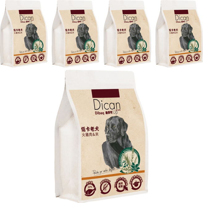 Dibaq Dican Up 烘培益生 犬糧 低卡/老犬 火雞肉 + 米, 玉米 + 火雞肉, 5個, 1kg