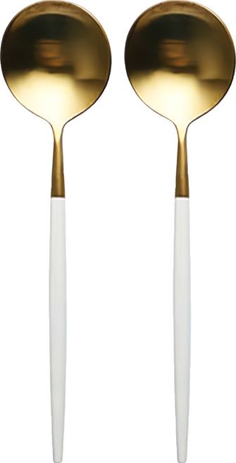 葡萄牙風 304不鏽鋼 白金 甜品勺, 白金色, 2支