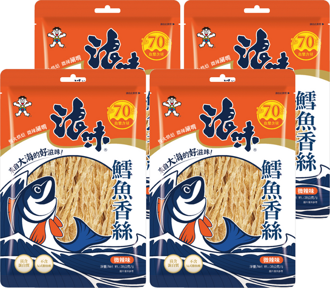 旺旺 浪味鱈魚香絲 微辣味, 38g, 4個