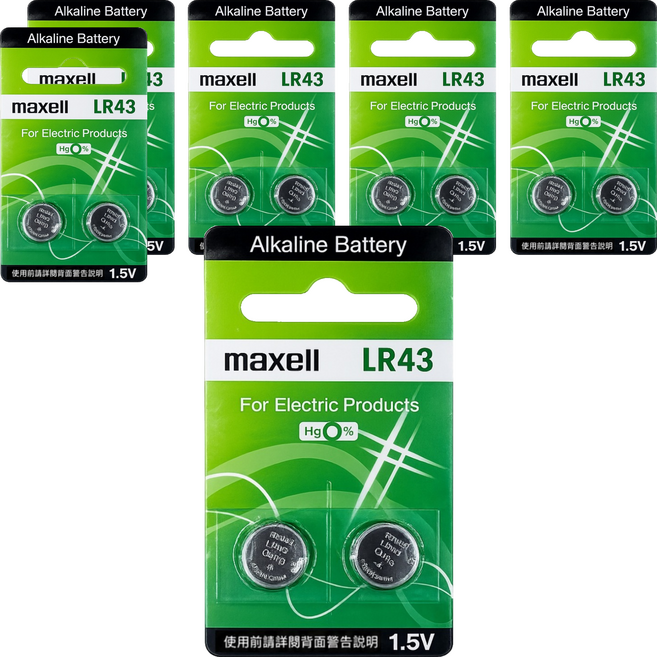 maxell 鈕扣電池 LR43, 6個, 2個裝