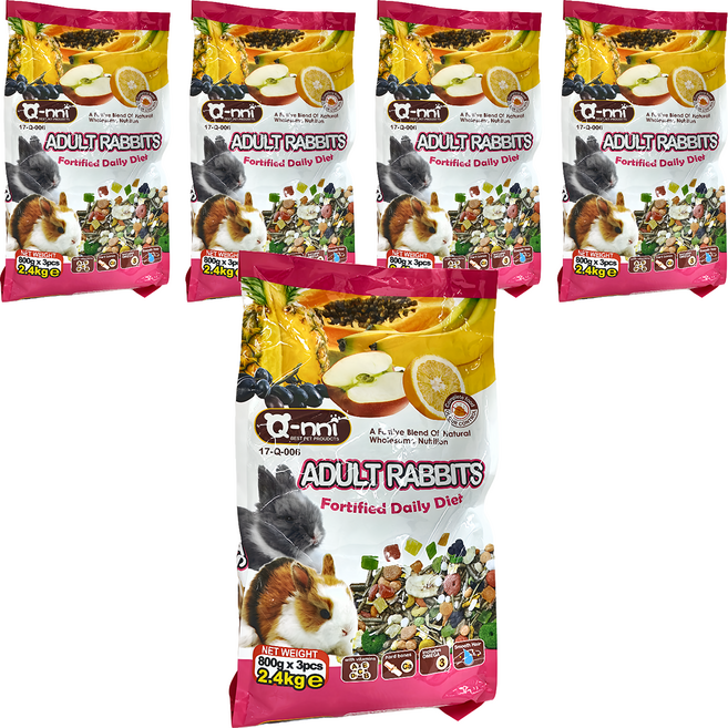 Q-nni 寵物兔水果大餐飼料, 2400g, 5袋