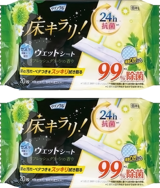 Life-do.Plus 地板清潔濕紙巾20枚入綠-清新草香 20枚入, 2入