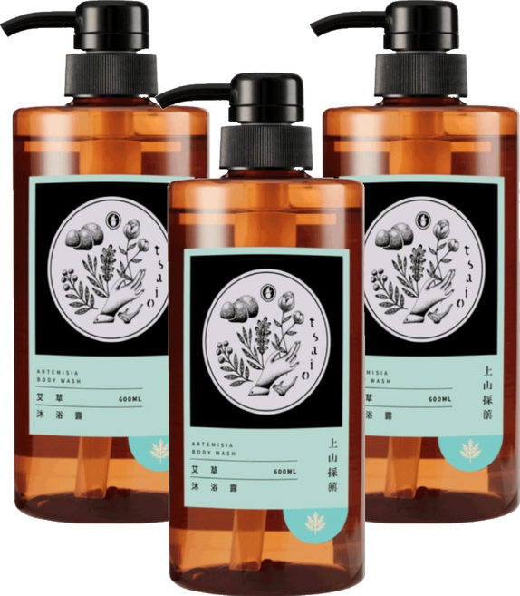 tsaio 上山採藥 艾草沐浴露, 3個, 600ml
