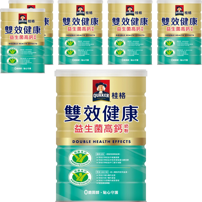 QUAKER 桂格 雙效健康益生菌高鈣奶粉, 750g, 6罐