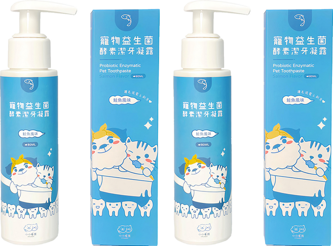 Little poppet 小小毛孩 寵物益生菌酵素潔牙凝露 鮭魚風味, 80ml, 2瓶