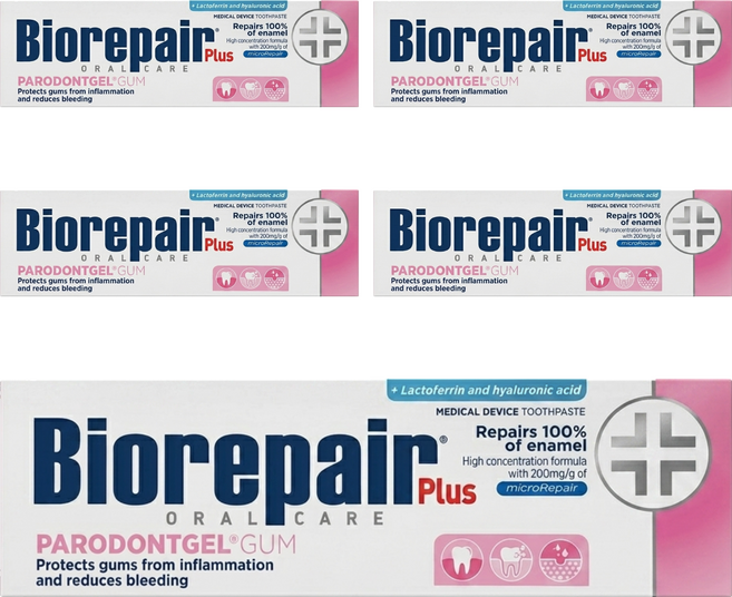 Biorepair 貝利達 護齦加強型牙膏 粉色, 5個, 75ml