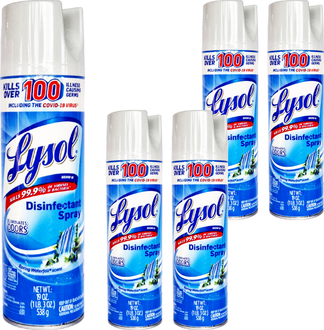Lysol 來舒 消臭清新噴霧 春天瀑布, 19oz, 5瓶