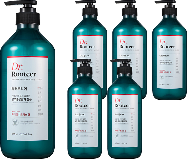 DrRooteer 咖啡因髮根蓬鬆洗髮精 清涼薄荷調, 6件, 800ml