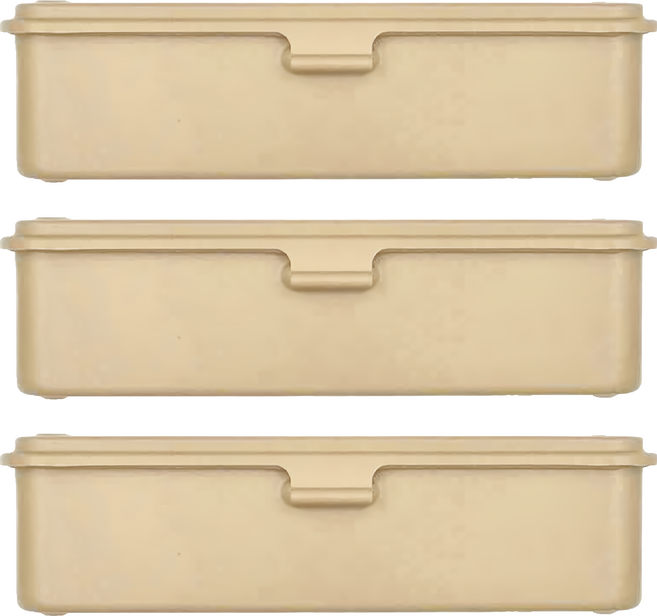 TRUSCO 上掀式收納盒 T-190LS 大20.3 x 10.9 x 5.6cm, 迷霧暖沙色, 3個