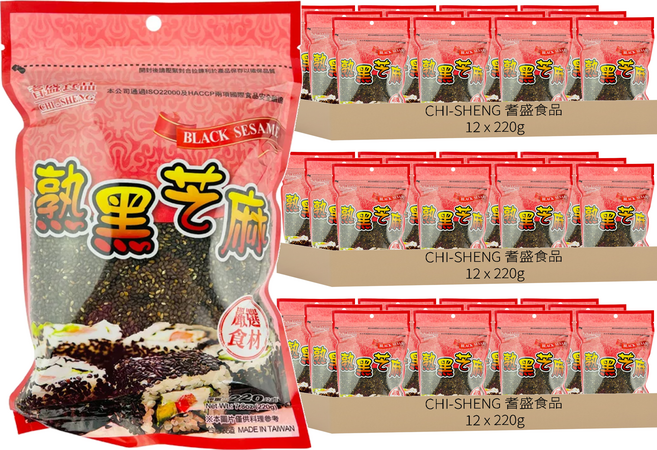 CHI-SHENG 耆盛食品 熟黑芝麻, 220g, 36包