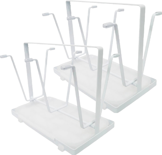 Couselect 不鏽鋼瀝水杯架 附集水托盤, 2個, 白色