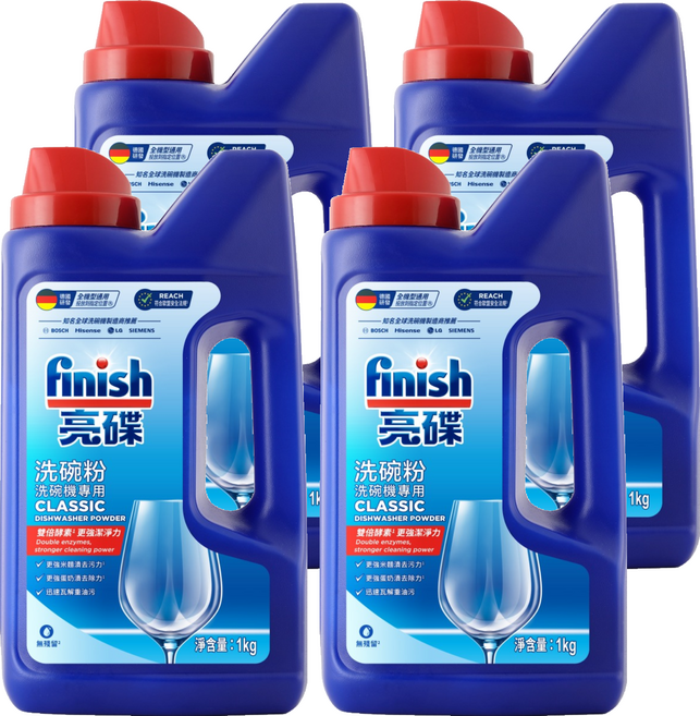 finish 洗碗粉 洗碗機專用, 1kg, 4瓶