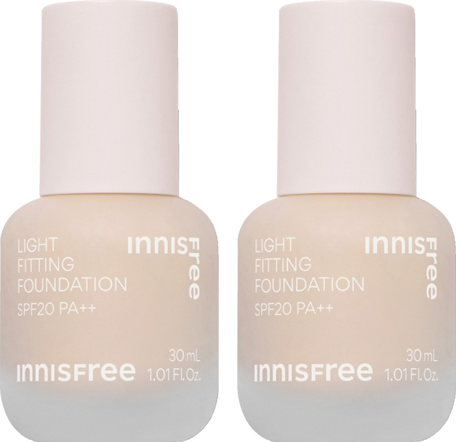 INNISFREE 台灣公司貨 輕薄透服貼粉底液 SPF20 PA++ 30ml, 2個, 21N