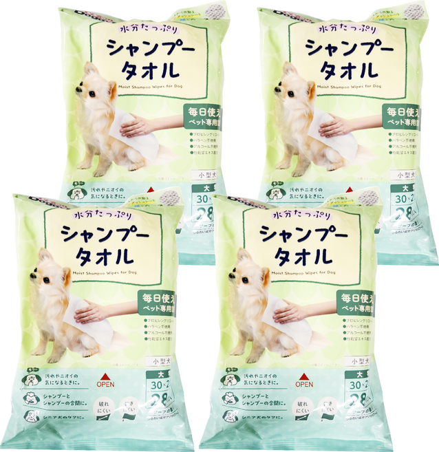 DoggyMan 多格漫 小型犬用乾洗澡濕巾28抽, 4入, 28片