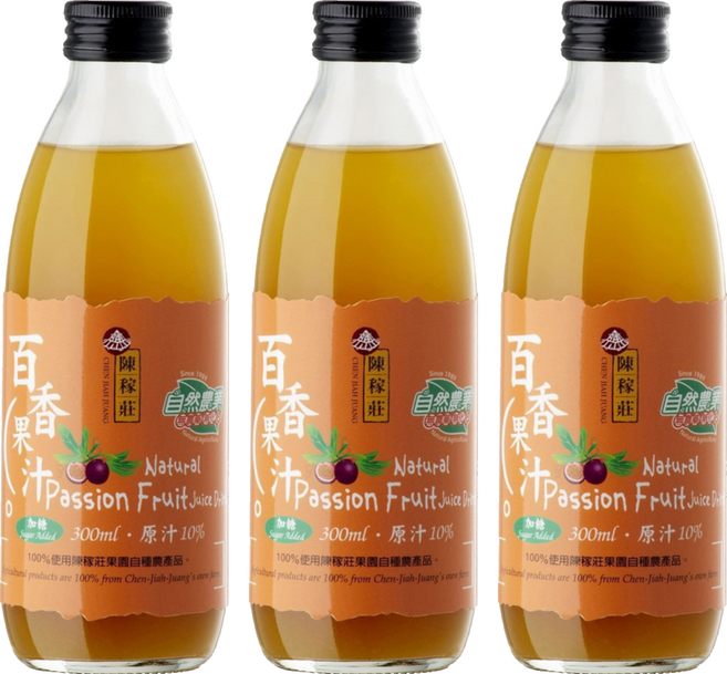 陳稼莊 即飲式百香果汁 加糖 300ml, 3瓶