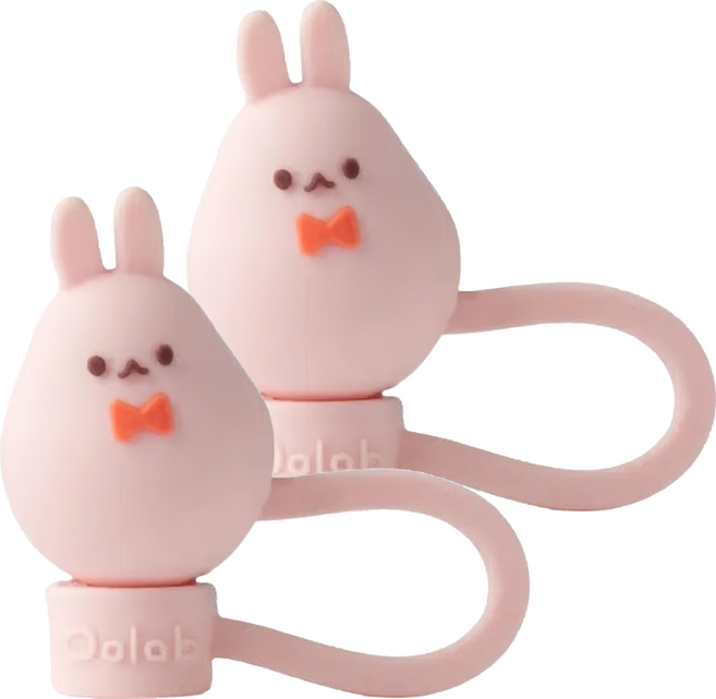 Oolab 良杯製所 兔兔醬矽膠防塵細吸管蓋 大福, 1個, 2個