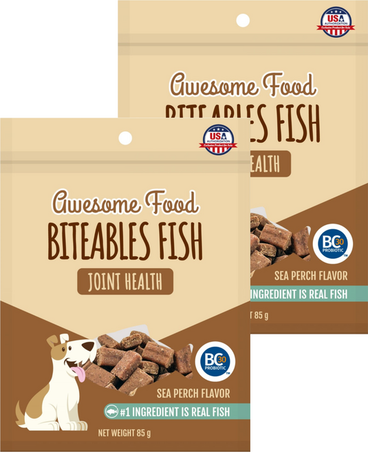 BITEABLES FISH 益口鮮 犬用益生菌關節保健魚丁, 85g, 2包, 鱸魚風味