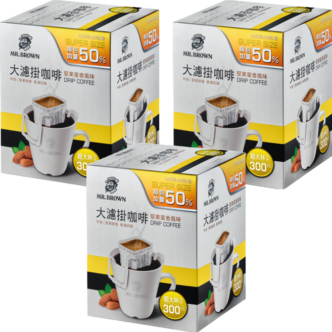 金車 MR.BROWN 伯朗咖啡 大濾掛咖啡 堅果蜜香風味, 150g, 30包