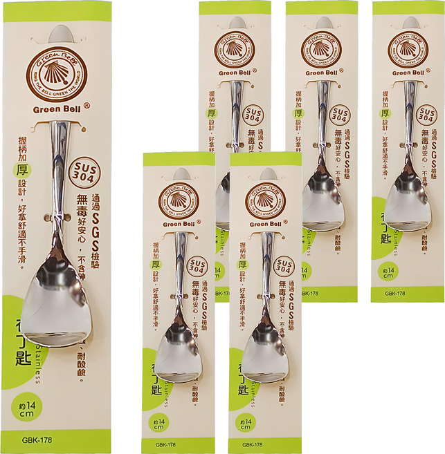 Green Bell 綠貝 304餐具系列 布丁匙, 銀色, 6個