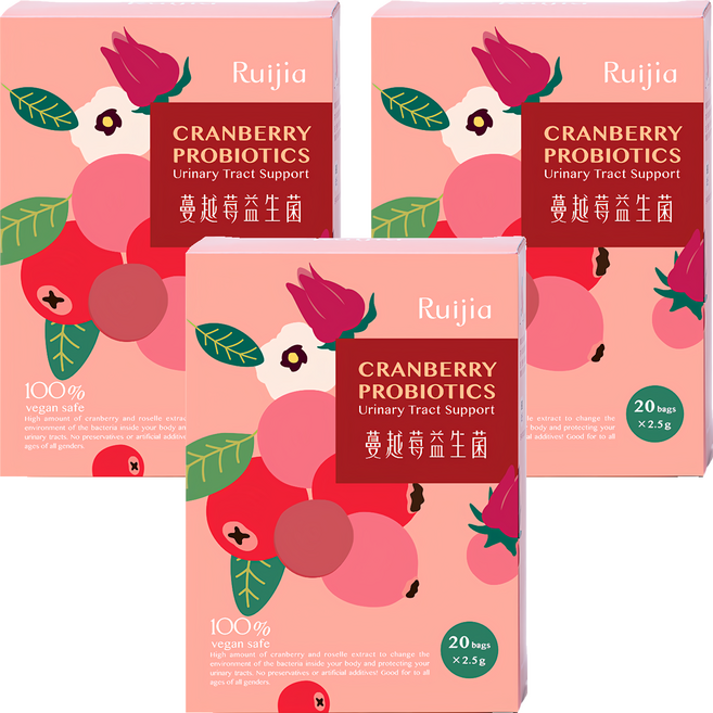 Ruijia 露奇亞 蔓越莓益生菌, 2.5g, 3盒, 20條