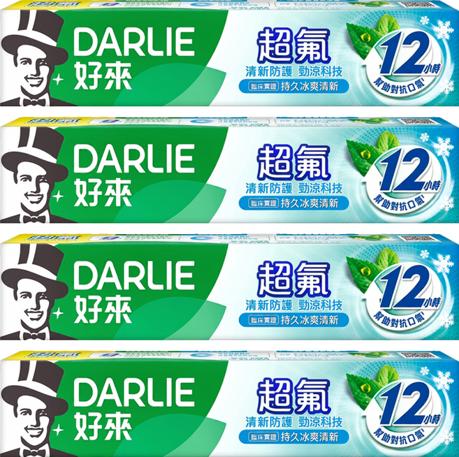 DARLIE 好來 超氟清新防護牙膏 勁涼科技, 160g, 4個