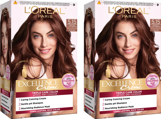 L'OREAL PARiS 巴黎萊雅 優媚霜三重護髮染髮霜 5.15, 巧克力棕色, 2個