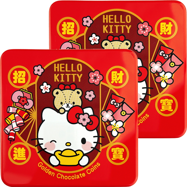 AMANDIER 雅蒙蒂 Hello Kitty招財進寶金幣巧克力風味糖, 39g, 2個