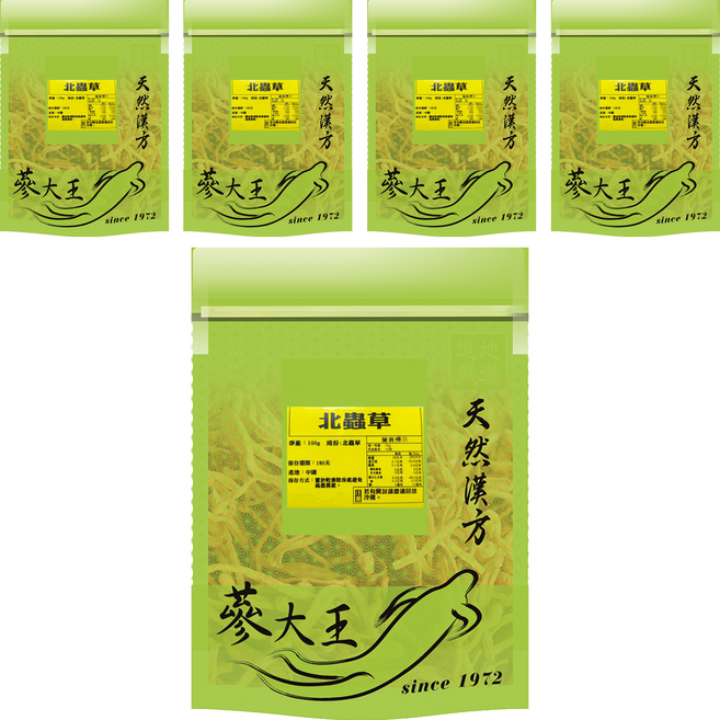 蔘大王 黃金蟲草花 北蟲草, 5個, 1個裝, 100g