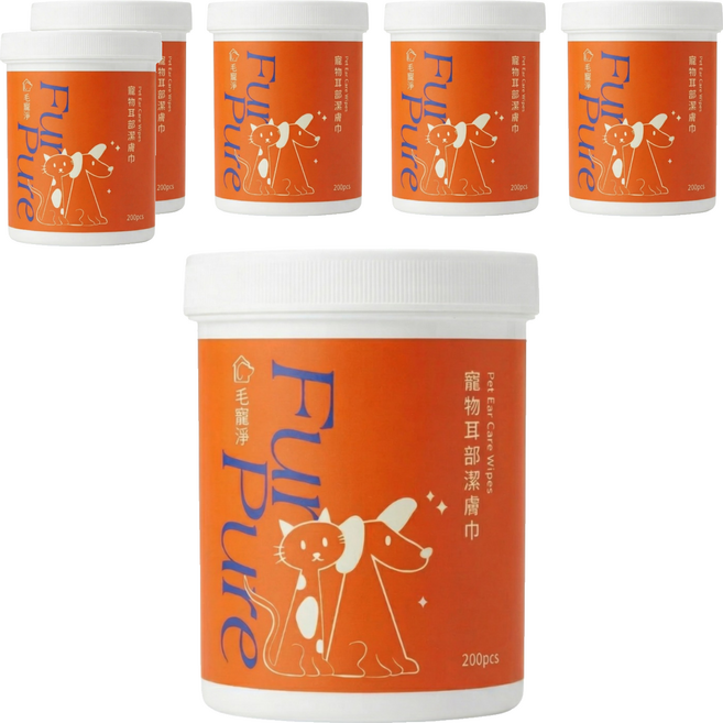 FurPure 毛寵淨 寵物耳部潔膚巾, 6個, 200個裝