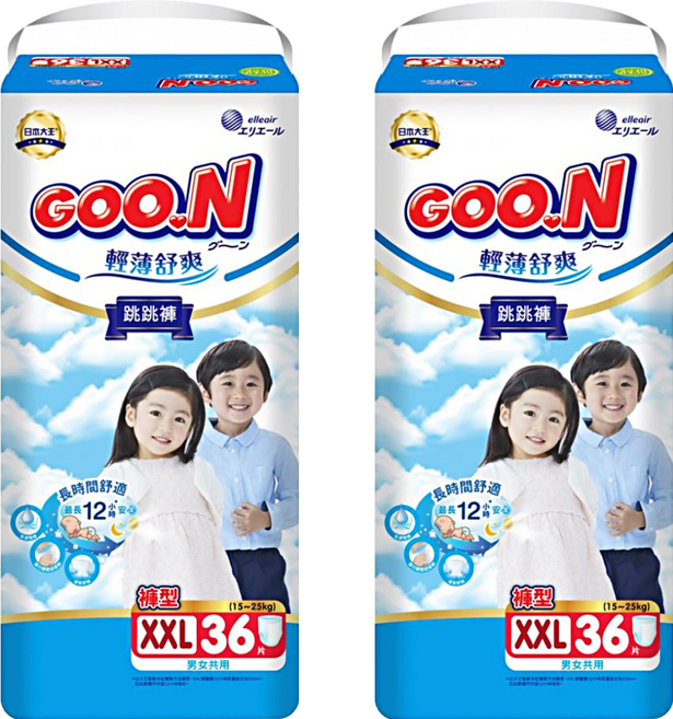 GOO.N 大王 輕薄舒爽 紙尿布 褲型 15~25kg, 72片, 2XL