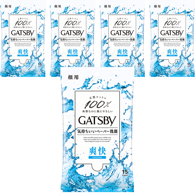 GATSBy 涼感濕紙巾 涼爽型, 1入, 5包