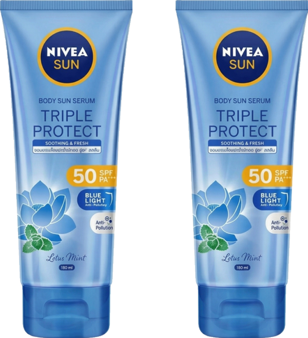 NIVEA 妮維雅 SUN 三重防護水感防曬凝乳 涼感舒緩 SPF50 PA+++, 2件, 180ml