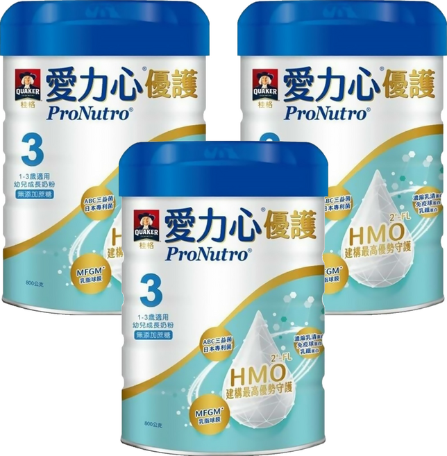 QUAKER 桂格 ProNutro 愛力心 優護幼兒成長奶粉3號 1~3歲, 800g, 1入, 3罐