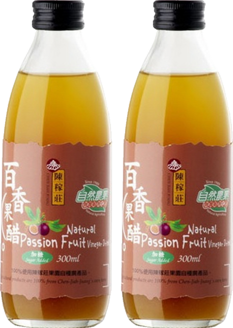 陳稼莊 百香果醋 加糖 即飲式, 300ml, 2瓶