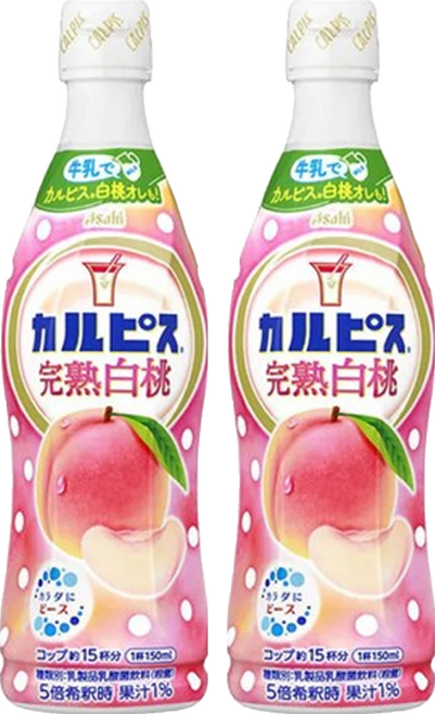 可爾必思 濃縮白桃乳酸菌飲料, 470ml, 2瓶