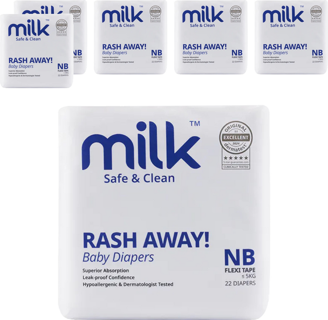 milk 鎖水芯牛奶黏貼型尿布 0~5kg, 132片, NB