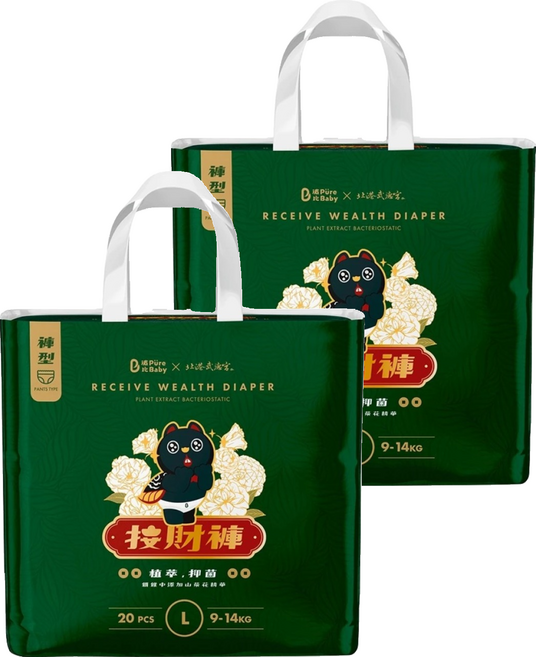 波比 PureBaby 植萃抑菌接財褲 褲型 9~14kg, L, 40片