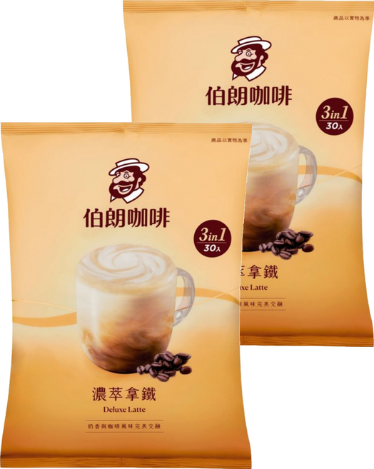 金車 MR.BROWN 伯朗咖啡 濃萃拿鐵三合一, 17.5g, 2套, 30個裝