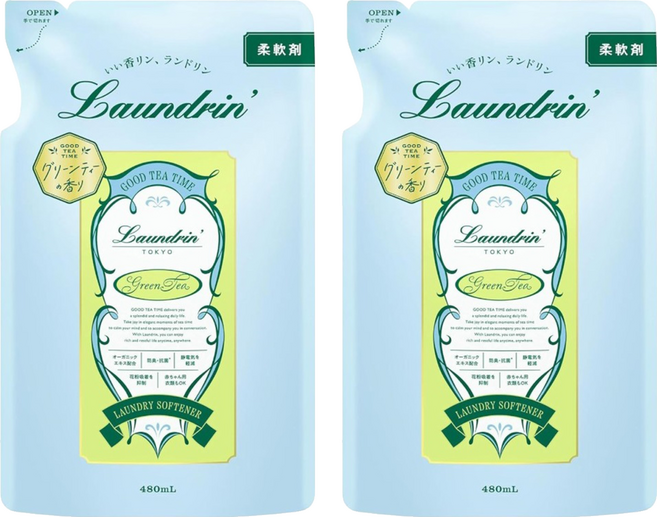 Laundrin' 朗德林 Good Tea Time柔軟精 綠茶香 補充包, 2個, 480ml