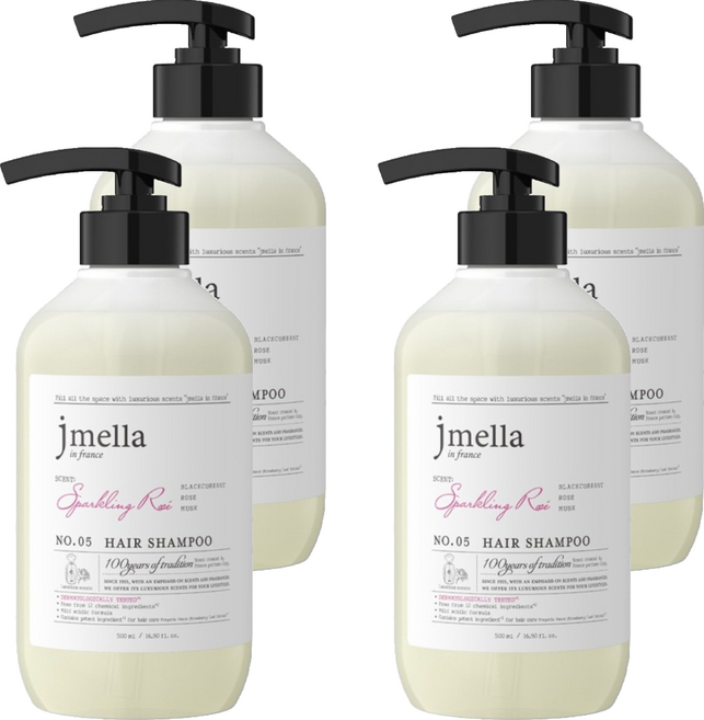jmella 香檳玫瑰洗髮精, 4件, 500ml