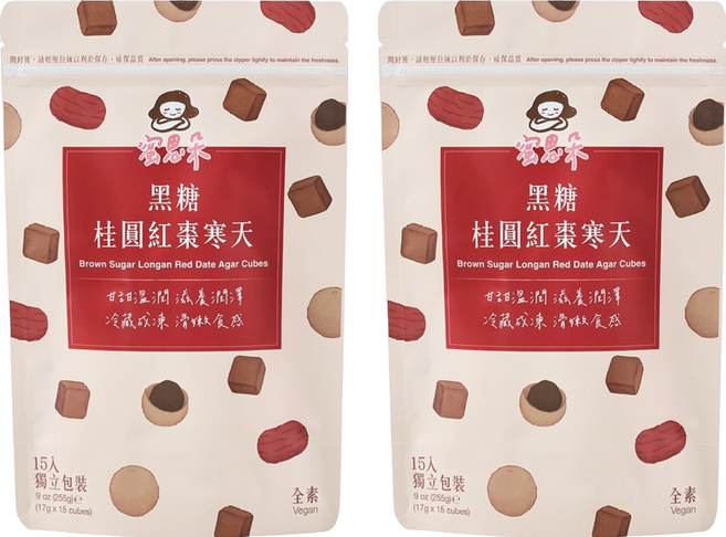 蜜思朵 NEW!黑糖桂圓紅棗寒天, 15顆, 17g, 2袋