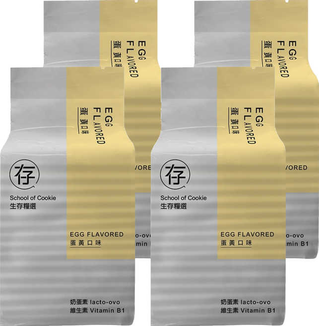 School of Cookie 台灣優格餅乾學院 長效蛋黃口味營養口糧/防災口糧 17片, 204g, 4包