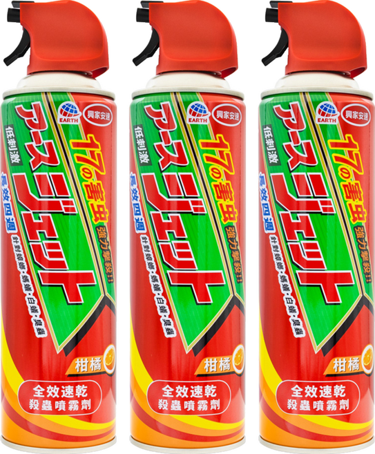 興家安速 全效噴霧殺蟲劑 柑橘, 3個, 500ml