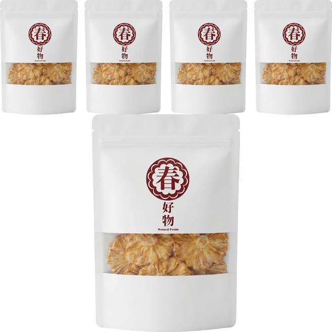 春哥好物 無糖金鑽鳳梨花乾, 120g, 5包
