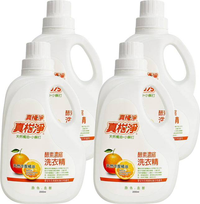 真柑淨 天然橘油洗衣精, 4個, 2L