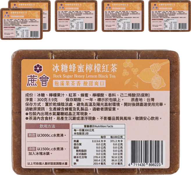 蔗會 冰糖蜂蜜檸檬紅茶, 6個, 1個裝, 300g