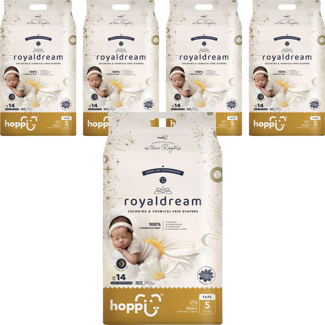 hoppi 皇家系列 嬰兒黏貼型尿布 4~8kg, S, 280片